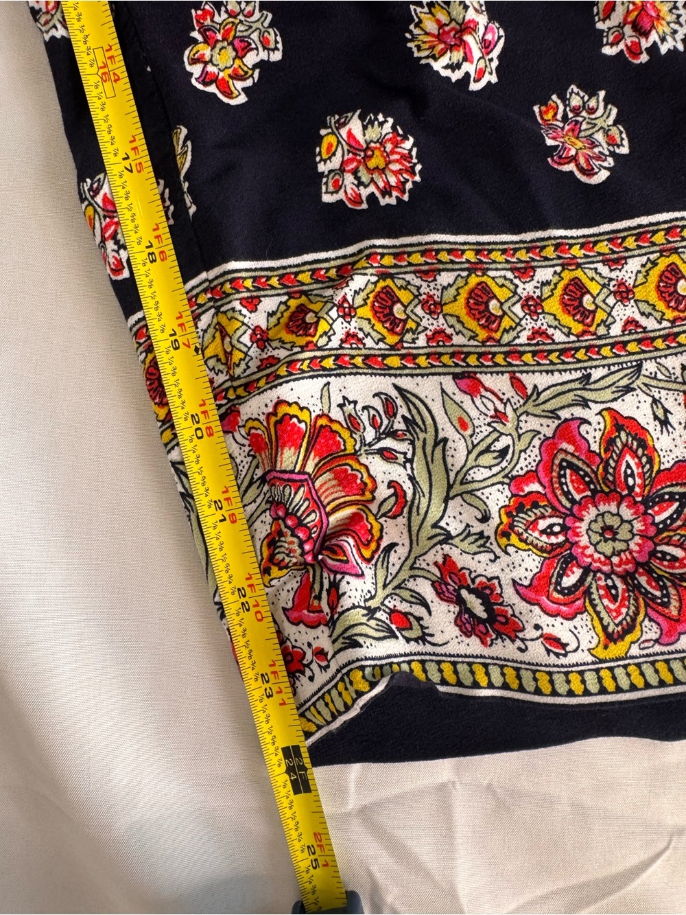 LOFT Navy Floral Pull On drawstring cropped wide legged - Picture 2 of 7